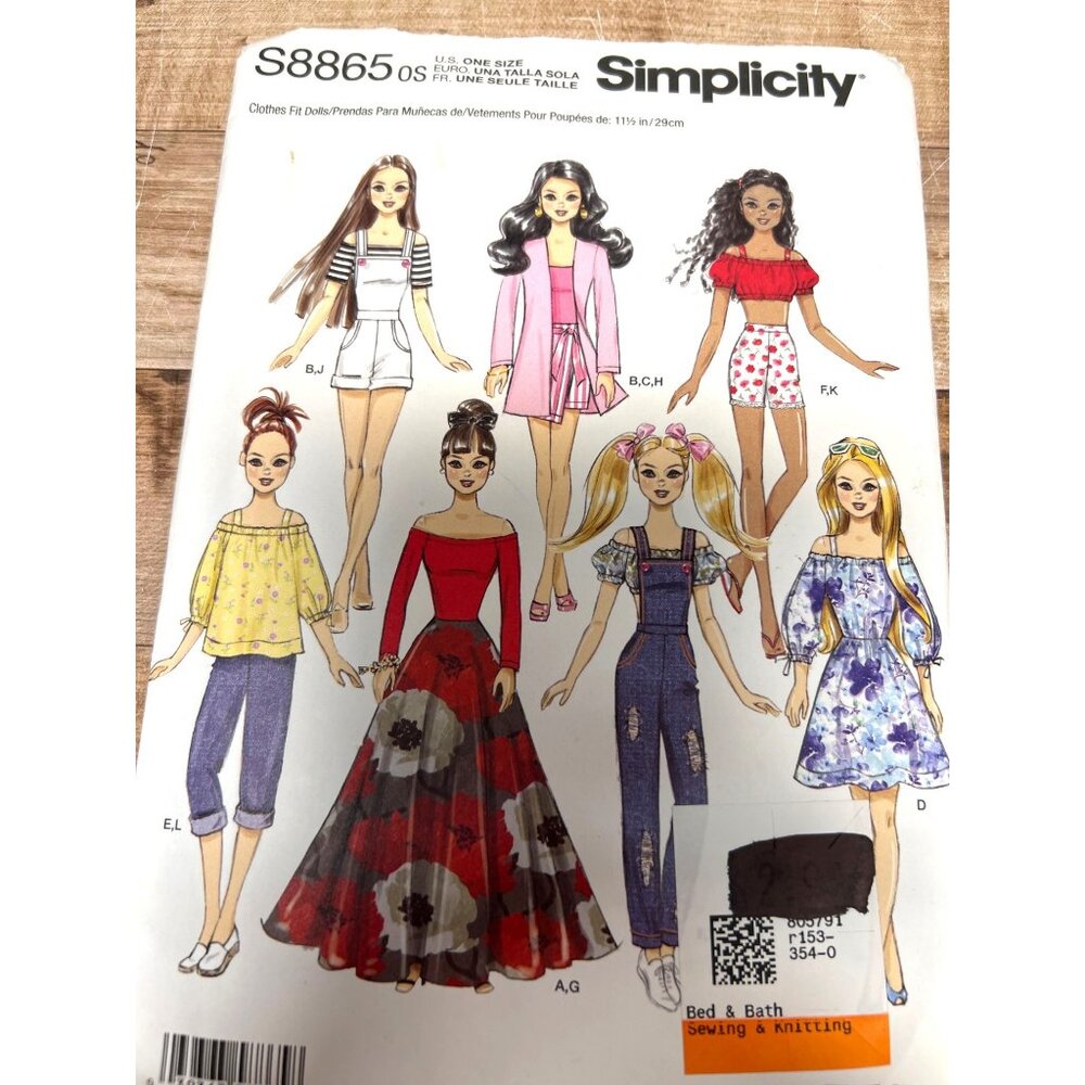 Simplicity 8865 Doll Clothing Sewing Pattern For 11.5-Inch Dolls